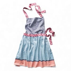 Anthropologie Blue and Pink Patterned Apron